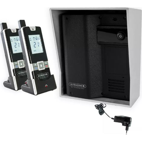 Interphone 600 mètres individuel sans-fil - UltraCOM2 NOIR 600-SOLO visière argentée + transformateur + 2 combinés (1/5)