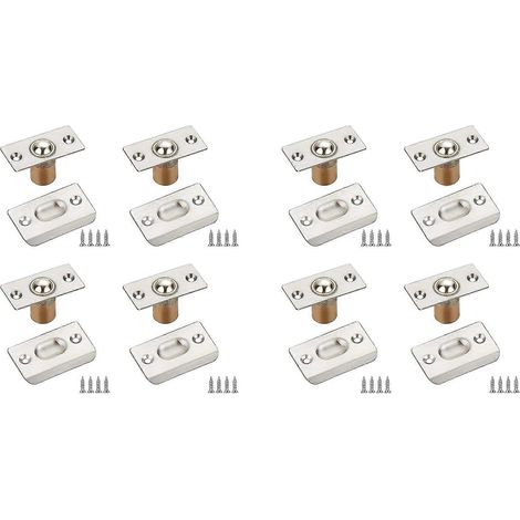 Loquet à bille pour porte de placard, loquets à bille pour portes intérieures, loquet à double roulement à billes réglable argenté, lot de 8 (1/5)