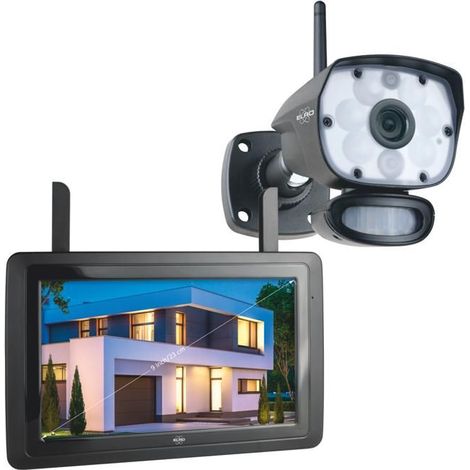 Caméra de surveillance 1080P HD Color Night Vision avec écran 9" – Détecteur de mouvement PIR – Étanche IP65 – Portée 100m – Elro