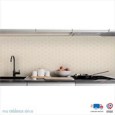 Crédence : Hexagones 2 - Couleur Blanc perle - Alu composite - 60 - 120 (1/3)