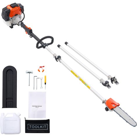 Mophorn Troncatrice a Gas a 2 Tempi da 43 cc con Barra di Taglio da 25,4 cm, Ideale per il Taglio di Alberi e Siepi, Serbatoio da 850 ml, Estensibile da 2,08 m a 3,58 m
