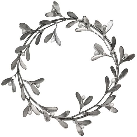 Mistletoe Wreath - Glass/Metal - L32 x W2 x H32 cm - Galvanised