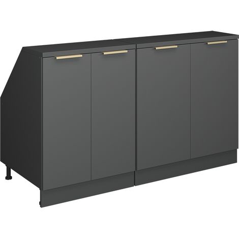 Meuble sous pente R-Line, Anthracite-or, 140cm Lot de 2 caissons 60 cm de profondeur, Vicco