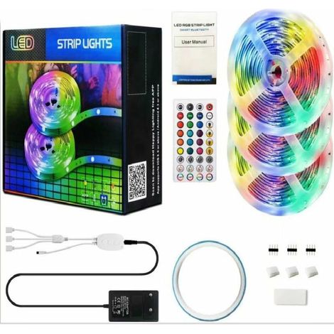 15M RGB LED Strip GU.B/bon, mit 40-Tasten-Fernbedienung. Selbstklebender Lichtstreifen ideal für Wandbeleuchtung und Partys-INHHUB