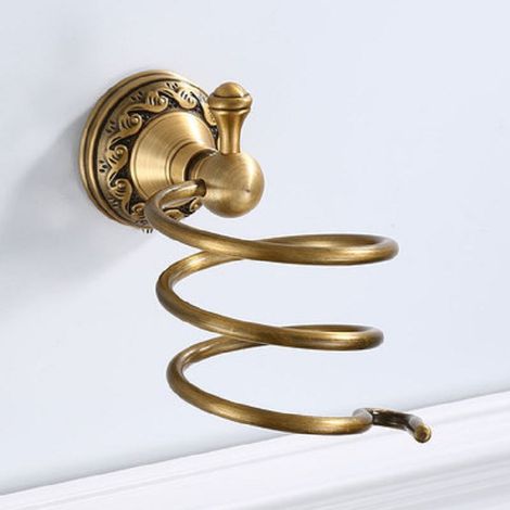 Secador de pelo de pared robusto fabricado en aluminio resistente a la oxidación, soporte para secador de pelo, estante para accesorios de baño, productos de baño (1/4)