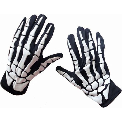 Gants d'Halloween unisexes, motif crâne effrayant, doigts et pattes de fantôme. Accessoire idéal pour Halloween, Pâques et autres fêtes. (1/2)