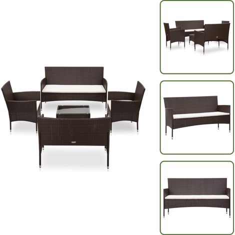 Poltrona da giardino - vidaXL Set Divani da Giardino 5 pz con Cuscini in Polyrattan Marrone - Cuscini per divano