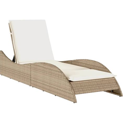 Tumbona con cojín ratán sintético beige 60x205x73 cm vidaXL