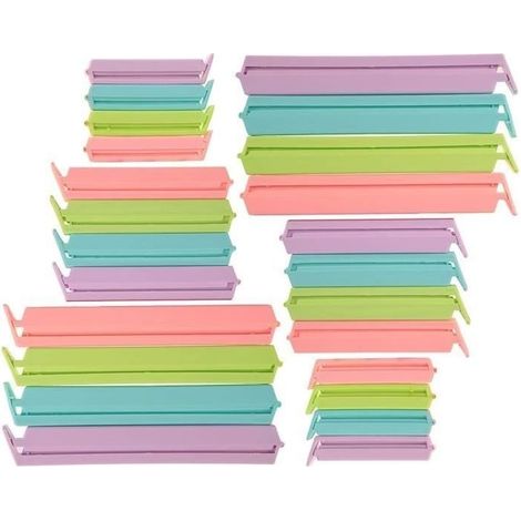 Set of 24 clips of closure in plastic for sachets of food (3 sizes) (1/4)