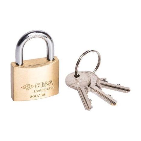 LUCCHETTO LOCKING-LINE POP 20010 CISA - OTTONE ARCO CROMATO CHIAVI 3 MM 30- 12 pezzi