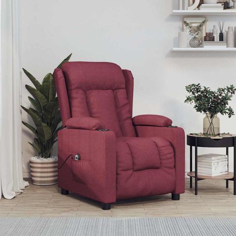 vidaXL Sillón reclinable eléctrico tela rojo tinto (1/5)