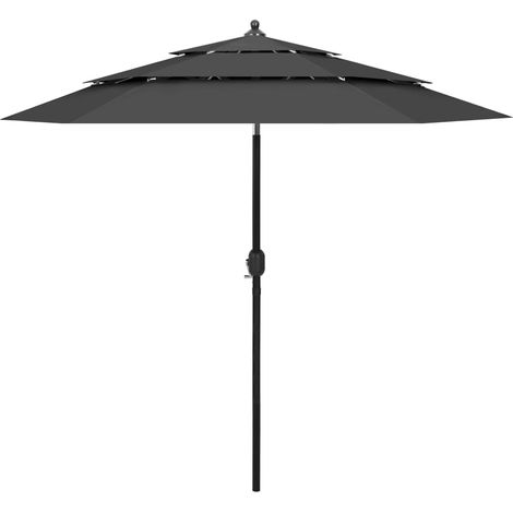 Ombrellone a tre livelli con palo in alluminio antracite da 2,5 m 020008738
