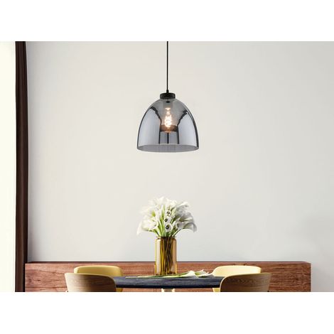 Pendelleuchte REN einflammig Lampenschirm Rauchglas Schwarz, Ø 28cm