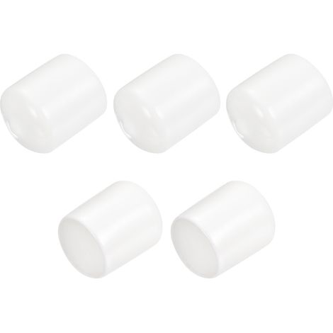 5Pcs Embouts en Caoutchouc de 23mm de Diamètre Intérieur pour Tubes Ronds en Vinyle PVC, Couvercle de Boulon, Protecteurs de Filetage Blanc (1/4)
