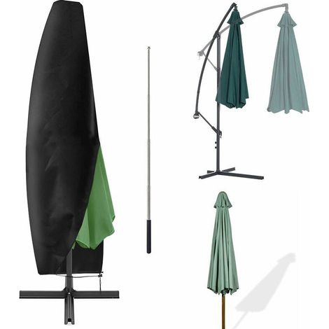 Waterproof Cantilever Parasol Cover with Zip Pole 280x30x80/46cm Black (1/5)