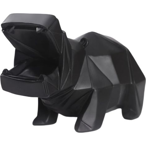 Boîte à Monnaie Hippopotame Décoratif en Résine Noire pour Décoration de Bureau, Encourage L'épargne, Présent Créatif pour Garçon et Filles et Intérieur Stylé (1/5)