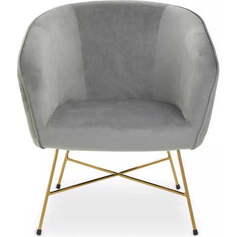 Interiors by Premier Grey Chair With Metal Frame, Comfy Grey Outdoor Velvet Chair Metal, Effortless Cleaning Velvet Chair (1/5)