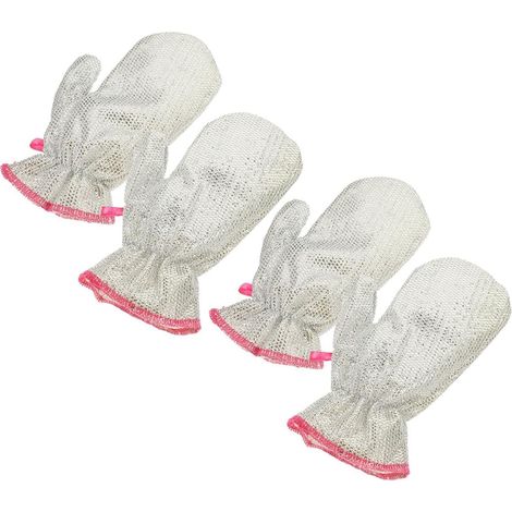 Gants de vaisselle en fil d'argent (lot de 4), antiadhésifs, taille moyenne. (1/5)