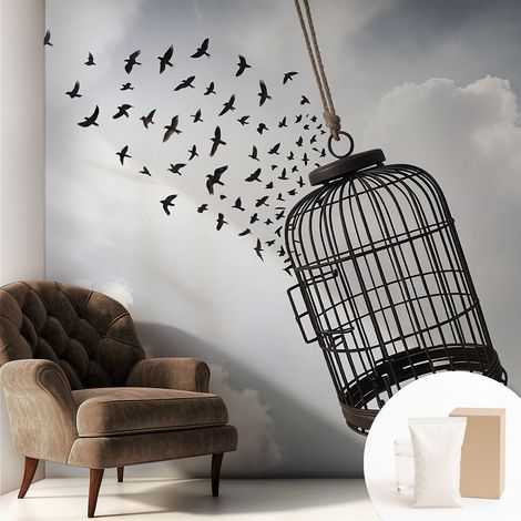 Fototapete - Tapete Vliestapete mit Kleber - Wandtapete Moderne Wandbild Schlafzimmer Wohnzimmer Fliegende Vögel 250x250 cm (1/5)