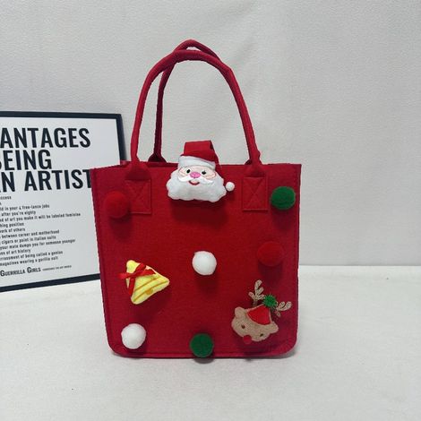 Sac en feutrine à motif pomme (23 x 23 x 12 cm), sac cadeau en feutrine pour le réveillon de Noël, sac cabas en feutrine à motifs de dessins animés, sac cadeau de Noël (1/2)