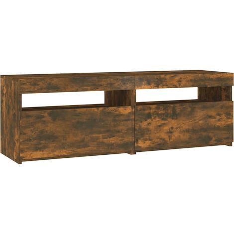 vidaXL TV Cabinet with LED Lights Smoked Oak 120x35x40 cm