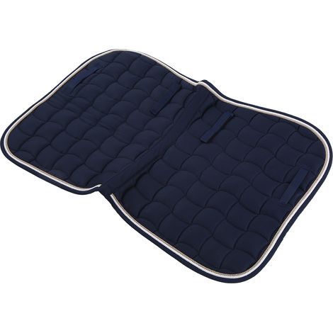 Tapis de selle souple et respirant, polyvalent, double corde, avec sangle et poignée pour chevaux, bleu foncé (1/5)