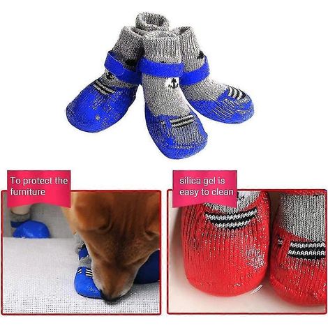Calcetines antideslizantes para perros, botas impermeables para perros, zapatos de algodón para mascotas. (1/4)