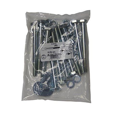 Connex B30019 Set de 10 Vis hexagonales galvanisées avec écrous 10 x 110 mm