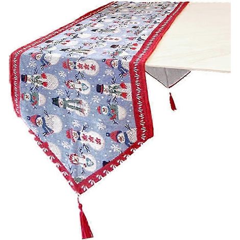Chemin de table chic pour un luxe au quotidien, bonhomme de neige de Noël orne les tables à manger, facile à nettoyer pour des réceptions sans souci 2025 (1/5)