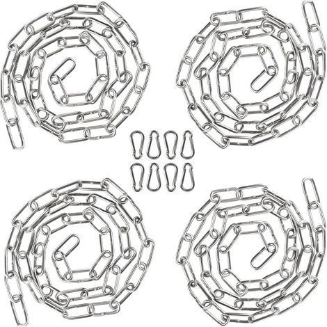 4 x 1 Mètre Chaîne en Acier Inoxydable 3mm Chainette avec 8 Mousquetons, Promenade, Chaîne de Chien Chaîne De Séchage Robuste Charge Chaîne D'ancrage Chaîne Balançoire, Maximale de 80KG (1/5)