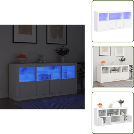 Buffet avec lumières LED blanc 142,5x37x67 cm - Buffet Design Moderne - Meuble Rangement - Luminaire Led Rgb - Armoire Entrée - Décoration Intérieur (1/5)
