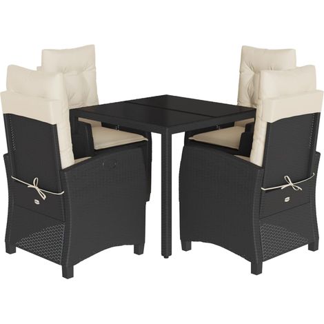 Maison Exclusive - Set da Pranzo da Giardino 5 pz Nero con Cuscini in Polyrattan (1/5)