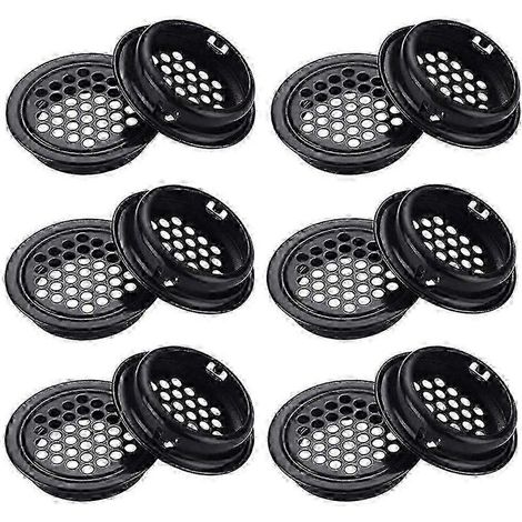 Grille de ventilation ronde 2025, 35 mm, 30 pièces, noire, pour placard de salle de bain, armoire ou meuble à chaussures. (1/5)