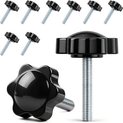 Lot de 10 vis à poignée étoile - Vis moletées M6 x 35 mm - Vis avec poignée - Vis à tête étoile - Écrou à poignée étoile - Pour machine-outils, machines de serrage (1/5)