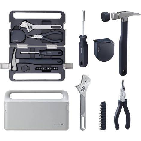 HOTO Boite a Outils Complete, Malette Outils Complete, Caisse à Outil Complete avec Marteau Pince Tournevis Clé Ruban Mesurer, Trousse d'outils Mécaniques Essentiels pour Réparations Domestiques (1/5)