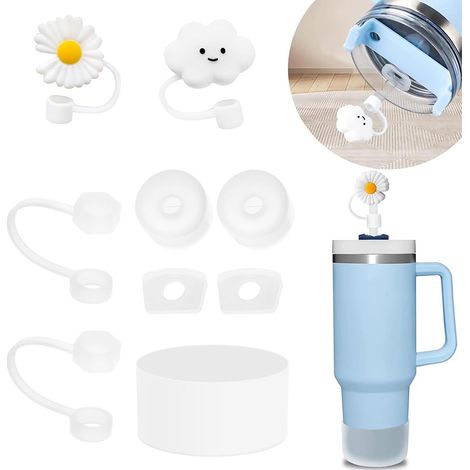 (Kit blanc de 9 pièces) 6 bouchons anti-soulèvement en silicone et 2 bouchons adaptés aux bandes LED de 9 à 10 mm (1/4)