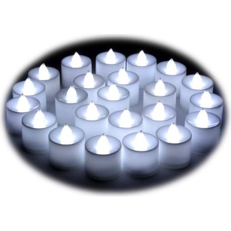 Lot de 24pcs Bougies LED à Piles sans Flamme, Réaliste et Bright, LED Lumières de Thé - Fausses Bougies électriques pour Votive, Table Party Anniversaire Mariage Noël Arbre de noël Blanc (1/5)