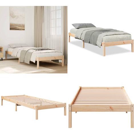 vidaXL Cadre de lit extra long sans matelas 90x210 cm bois massif pin (1/5)