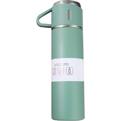 Bouteille isotherme 500 ml en acier inoxydable, mug de voyage étanche, gobelet portable pour l'extérieur, coffret cadeau vert de haute qualité (1/5)