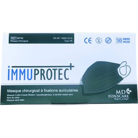 Medizinische Maske Typ IIR, schwarz, Einweg, 3-lagig, fonscare, 50 Stück (1/5)