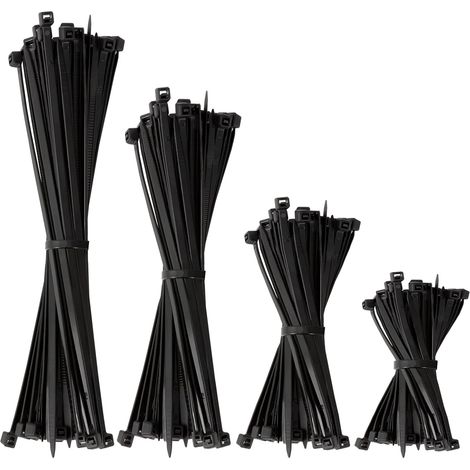 Colliers de serrage noirs - Lot de 120 colliers de serrage de 3,6 mm de différentes tailles: 100 mm, 150 mm, 200 mm, 300 mm (30/taille) (1/5)