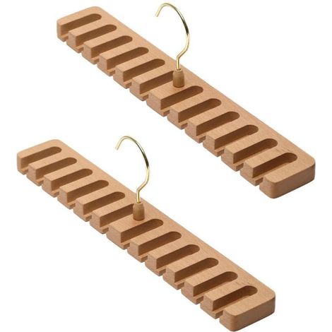 Lot de 2 porte-cravates - Porte-ceinture - Pour armoire en bois - Support mural - Porte-ceinture - Organisateur pour armoire pour organiser et ranger l'armoire (YS, 12GE)