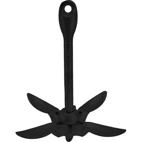Ancre pliable grappin 4 griffes 1,5kg acier carbone accessoire bateau kayak canoë noir (1/5)