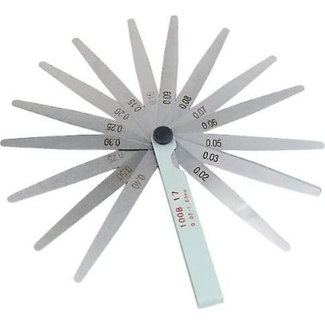 17-blättriges metrisches Stahldickenmessgerät zur Messung des Zündkerzenabstands (0,02-1,0 mm) (1/4)