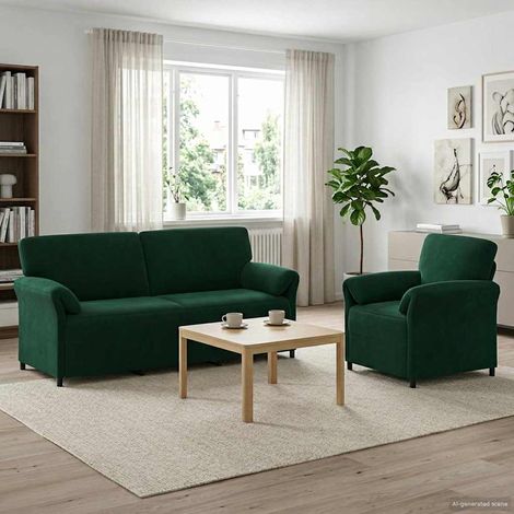 vidaXL Juego de Sofá 2 uds. Verde oscuro Terciopelo (1/5)