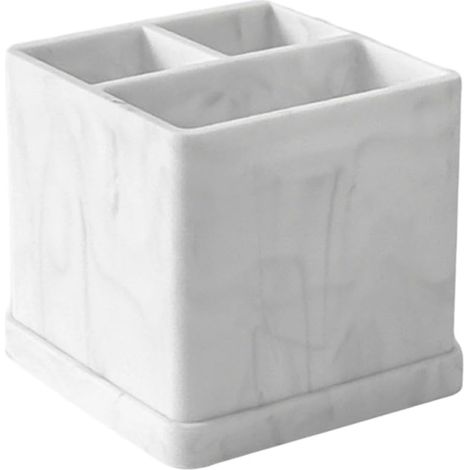 Unbreakable silicone toothbrush holder with white marble pattern (1/5)