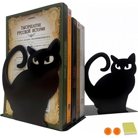 Lot de 2 Serre-Livres Chaton,Serre-Livres en Acier Inoxydable,Les Serre-Livres pouvant être utilisés comme Cadeaux conviennent aux écoles, bibliothèques, Bureaux, Cuisines, etc.