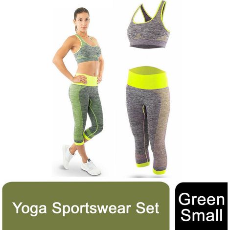 Aquarius Fitness Women Yoga Sportswear Set Green Small
