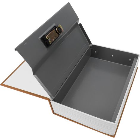 Coffre-fort livre de diversion, grand format, style dictionnaire, en acier inoxydable, avec serrure à combinaison pour pièces, cartes et documents, marron (1/5)