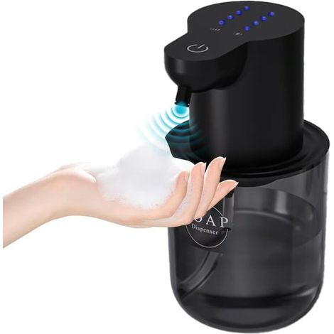 Dispenser di sapone in schiuma, dispenser automatico, igiene senza contatto, ricaricabile tramite USB, IPX5, 400 ml, montaggio a parete, nero (1/5)